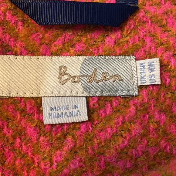 Boden Sienna Herringbone Coat Pink Tan Tweed Classic Fall Winter Topper Size 10 - Picture 3 of 8